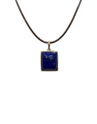 Pendentif Lapis-Lazuli Rectangulaire Argent 925 sur Cordon Réglable