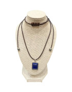 Pendentif Lapis-Lazuli Rectangulaire Argent 925 sur Cordon Réglable