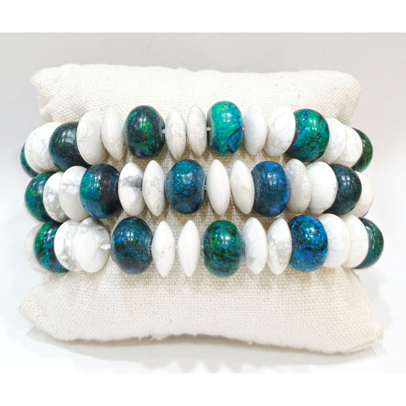 Bracelet Chrysocolle Howlite Pierres Ovales "Soutien Régime"