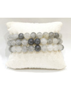 Bracelet Quartz Fantôme Pierres Rondes 8mm
