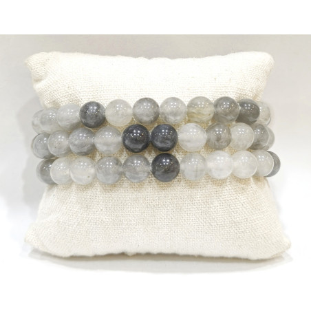 Bracelet Quartz Fantôme Pierres Rondes 8mm