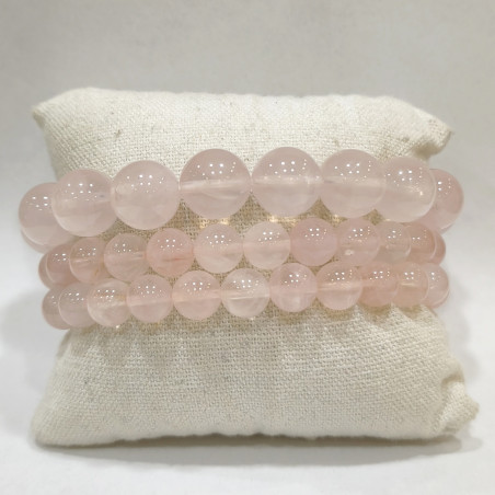Bracelet Quartz Rose A+ Pierres Rondes