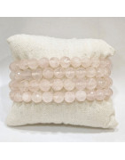 Bracelet Quartz rose facetté Pierres rondes 8mm