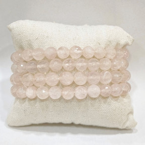 Bracelet Quartz rose facetté Pierres rondes 8mm