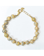 Bracelet Jaspe Peau de Léopard avec Fermoir Doré Pierres Rondes 8mm 21 cm