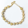 Bracelet Jaspe Peau de Léopard avec Fermoir Doré Pierres Rondes 8mm 21 cm