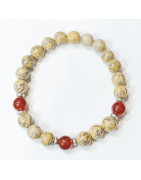 Bracelet Jaspe Peau de Léopard et Cornaline Pierre Rondes 8mm