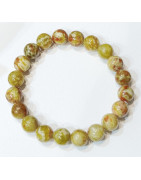 Bracelet Serpentine Jade Tacheté Pierres Rondes 10mm