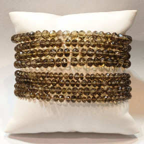 Bracelet Quartz Fumé Facetté Pierres Rondes