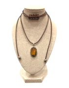 Pendentif Œil de Tigre Ovale Argent 925 sue Cordon Réglable