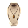 Pendentif Œil de Tigre Ovale Argent 925 sue Cordon Réglable