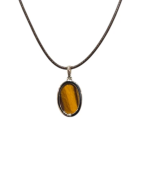 Pendentif Œil de Tigre Ovale Argent 925 sue Cordon Réglable