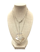 Pendentif Nacre Fleur avec Chaîne 45cm Argent 925
