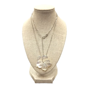 Pendentif Nacre Fleur avec Chaîne 45cm Argent 925