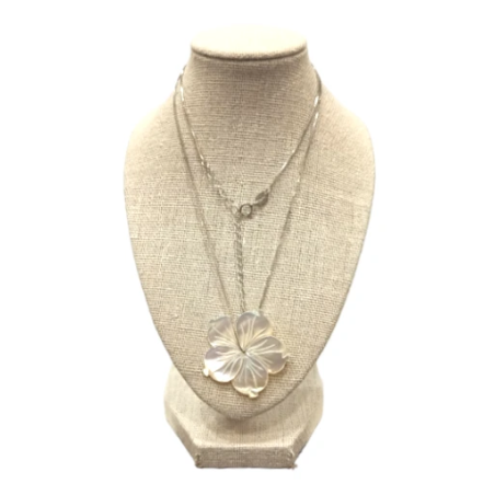 Pendentif Nacre Fleur avec Chaîne 45cm Argent 925