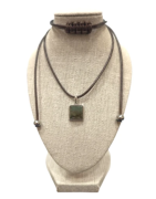 Pendentif Labradorite Carré Facetté Argent 925 sur Cordon
