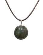 Pendentif Labradorite Rond 2cm de Diamètre Argent 925 sur Cordon Réglable