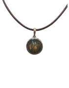 Pendentif Labradorite Rond 1cm de Diamètre Argent 925 sur Cordon Réglable
