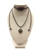 Pendentif Labradorite Rond 1cm de Diamètre Argent 925 sur Cordon Réglable