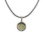 Pendentif Labradorite Rond 1cm de Diamètre Argent 925 sur Cordon Réglable