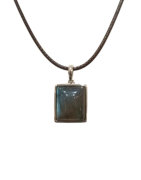 Pendentif Labradorite Rectangulaire Argent 925 sur Cordon Réglable