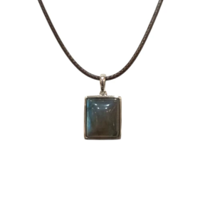 Pendentif Labradorite Rectangulaire Argent 925 sur Cordon Réglable