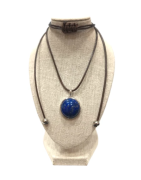 Pendentif Lapis-Lazuli Rond 2cm de Diamètre Argent 925 sur Cordon Réglable