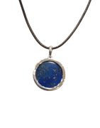 Pendentif Lapis-Lazuli Rond 2cm de Diamètre Argent 925 sur Cordon Réglable