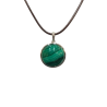 Pendentif Malachite Rond 2cm de Diamètre Argent 925 sur Cordon Réglable