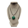 Pendentif Malachite Rond 2cm de Diamètre Argent 925 sur Cordon Réglable