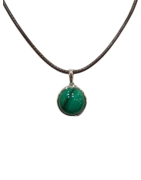 Pendentif Malachite Rond 1cm de Diamètre Argent 925 sur Cordon Réglable
