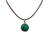 Pendentif Malachite Rond 1cm de Diamètre Argent 925 sur Cordon Réglable