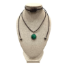 Pendentif Malachite Rond 1cm de Diamètre Argent 925 sur Cordon Réglable
