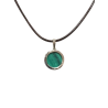 Pendentif Malachite Rond 1cm de Diamètre Argent 925 sur Cordon Réglable
