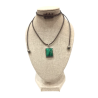 Pendentif Malachite Rectangulaire Argent 925 sur Cordon Réglable