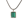 Pendentif Malachite Rectangulaire Argent 925 sur Cordon Réglable
