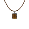 Pendentif Œil de Tigre Rectangulaire Argent 925 sur Cordon Réglable