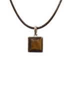 Pendentif Œil de Tigre Carré Argent 925 sur Cordon Réglable
