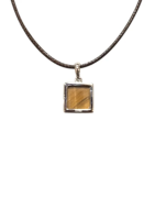 Pendentif Œil de Tigre Carré Argent 925 sur Cordon Réglable