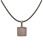 Pendentif Quartz Rose Carré Facetté Argent 925 sur Cordon Réglable