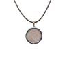 Pendentif Quartz Rose Rond 2cm de Diamètre Argent 925 sur Cordon Réglable