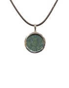 Pendentif Serpentine Rond 2cm de Diamètre Argent 925 sur Cordon Réglable