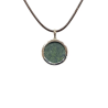 Pendentif Serpentine Rond 2cm de Diamètre Argent 925 sur Cordon Réglable