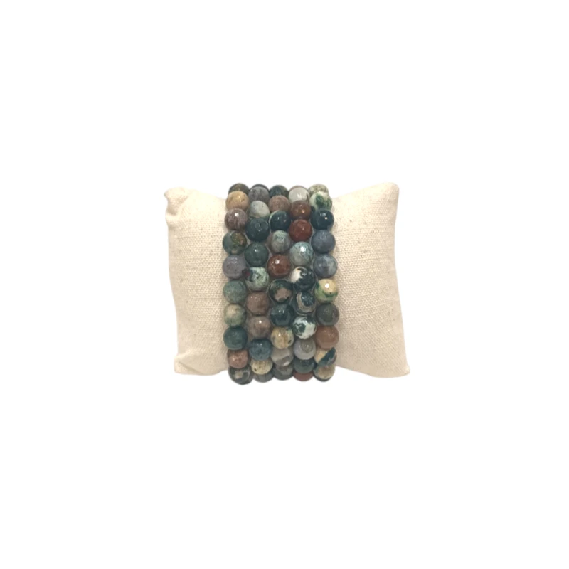 Bracelet Agate mousse Pierres Rondes Facettées 8mm