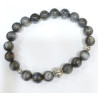 Bracelet Cyanite Grise avec Inserts Pierres Rondes 8mm