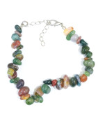 Bracelet Jaspe Sanguin Baroque avec Fermoir 17 + 6 cm