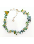 Bracelet Agate Mousse Baroque avec Fermoir 17 + 6 cm