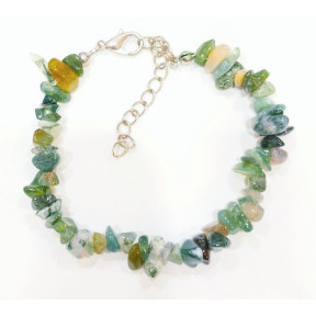 Bracelet Agate Mousse Baroque avec Fermoir 17 + 6 cm