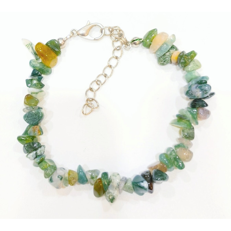 Bracelet Agate Mousse Baroque avec Fermoir 17 + 6 cm