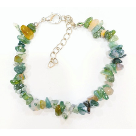 Bracelet Agate Mousse Baroque avec Fermoir 17 + 6 cm